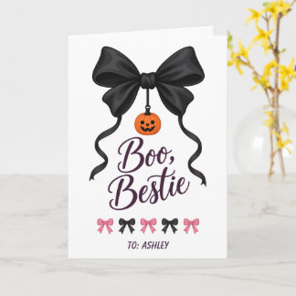 Boo Bestie Kokette Bogen Kürbis Rosa Halloween Karte