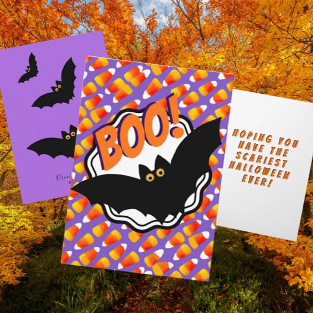 Boo Black Bats Candy Mais, kundenspezifisch Hallow Karte (Super fun Halloween card. Personalize it!)
