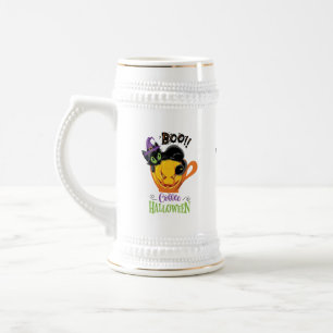 Boo Black Cat, Beängstigendes Pumpkin Coffee Hallo Bierglas