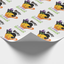 Boo Black Cat, Beängstigendes Pumpkin Coffee Hallo Geschenkpapier