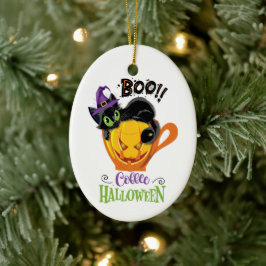 Boo Black Cat, Beängstigendes Pumpkin Coffee Hallo Keramik Ornament