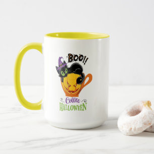 Boo Black Cat, Beängstigendes Pumpkin Coffee Hallo Tasse