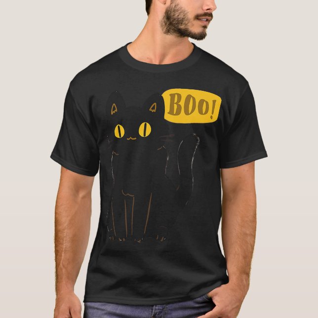 Boo Black Cat Halloween Funny Cat Lovers Gifts Men T-Shirt (Vorderseite)