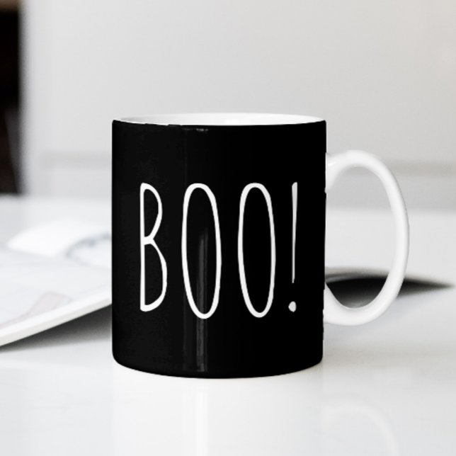 Boo! Black Funny Spooky Ghost Halloween Fans Kaffeetasse (Von Creator hochgeladen)