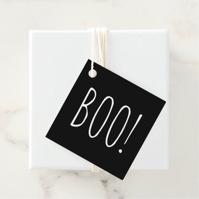Boo Black Halloween-Party | Niedliche Minimalistis Geschenkanhänger (Beispiel)