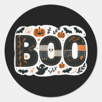 BOO Black & Orange Pumpkins Bats & Ghosts