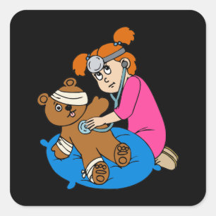 Boo-Boo Bear & Kid Doctor Quadratischer Aufkleber