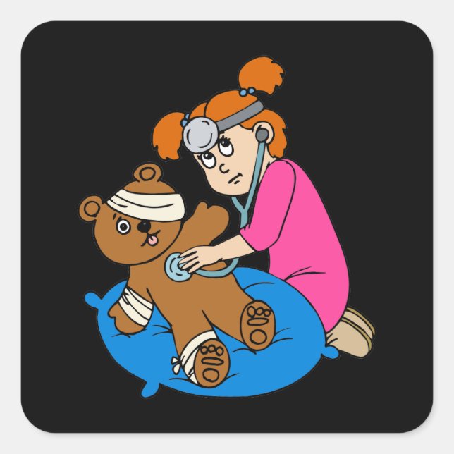 Boo-Boo Bear & Kid Doctor Quadratischer Aufkleber (Vorderseite)