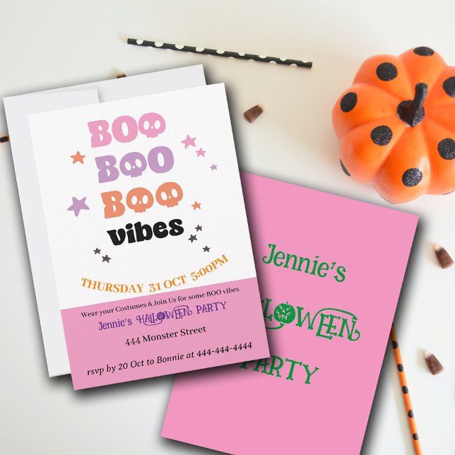 BOO BOO BOO Vibes Halloween-Party Einladung (Von Creator hochgeladen)
