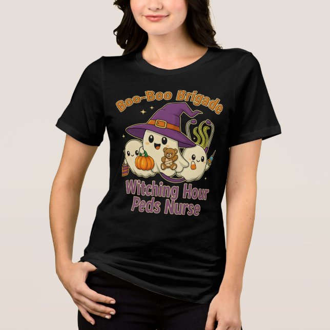 Boo-Boo Brigade Pädiatrische Krankenschwester Hall Tri-Blend Shirt (Vorderseite)