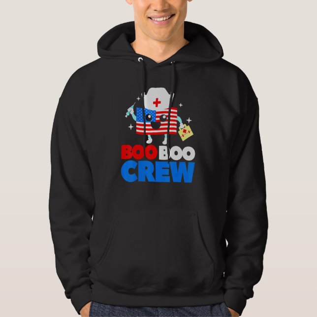 Boo Boo Crew American Flag 4. Juli USA Nurse Hoodie (Vorderseite)