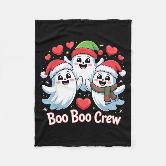 Boo-boo Crew Christmas Ghost Santa Hat Halloween H Fleecedecke (Vorderseite)