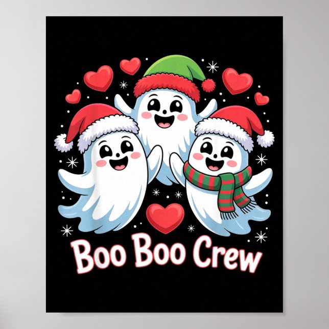 Boo-boo Crew Christmas Ghost Santa Hat Halloween H Poster (Vorne)
