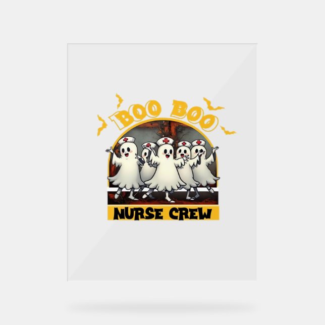 BOO BOO CREW CLASSIC NURSE HALLOWEEN T - SHIRT Ove Acrylschild (Vorderseite)
