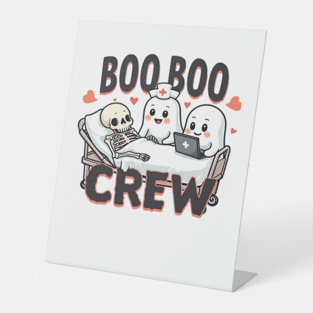 Boo Boo Crew Cute Halloween Nurse Ghosts Essential Sockelschild (Vorderseite)