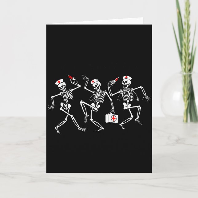 Boo Boo Crew Funny Dancing Skeleton Nurse Squad Ha Karte (Vorderseite)