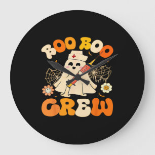 Boo Boo Crew Funny Ghost for Nurse, Retro Hallowee Große Wanduhr