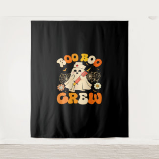 Boo Boo Crew Funny Ghost for Nurse, Retro Hallowee Wandteppich