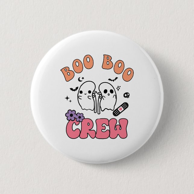 Boo Boo Crew Funny Ghost Kidney Halloween Dialyse Button (Vorderseite)