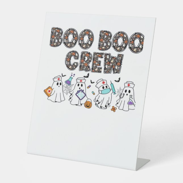 Boo Boo Crew � Funny Halloween Nurse Ghosts Medica Sockelschild (Vorderseite)