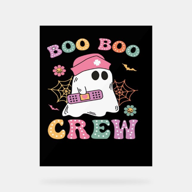 Boo Boo Crew Ghost Nurse Classic T - Shirt Acrylschild (Vorderseite)
