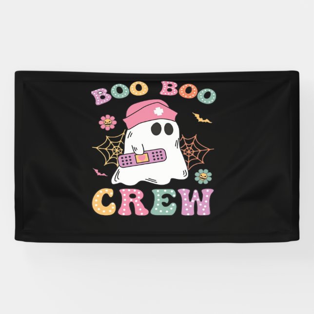 Boo Boo Crew Ghost Nurse Classic T - Shirt Banner (Horizontal)