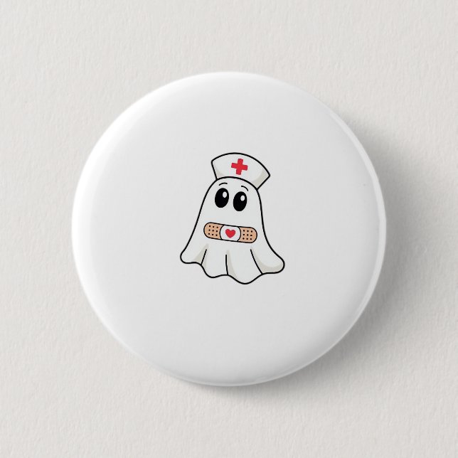 BOO BOO CREW Ghost Nurse Funny Halloween Essential Button (Vorderseite)