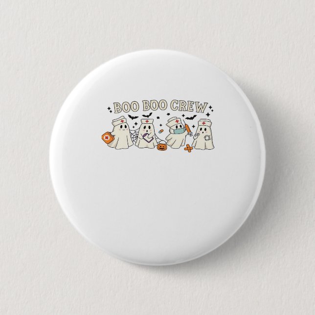 Boo Boo Crew Ghost Nurse Oversifizierter T - Shirt Button (Vorderseite)