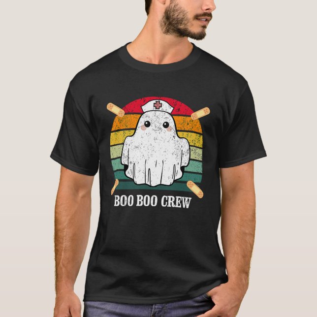 Boo Boo Crew Ghost Nurse Retro Halloween 2020 Nurs T-Shirt (Vorderseite)