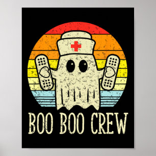 Boo Boo Crew Ghost Nurse Retro Halloween Pflege R Poster