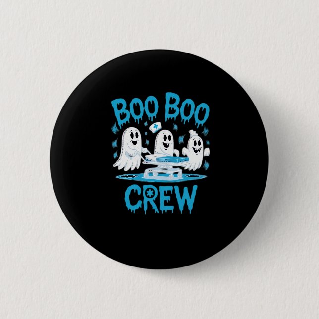 Boo Boo Crew Ghost Paramedic Nurse Halloween Essen Button (Vorderseite)