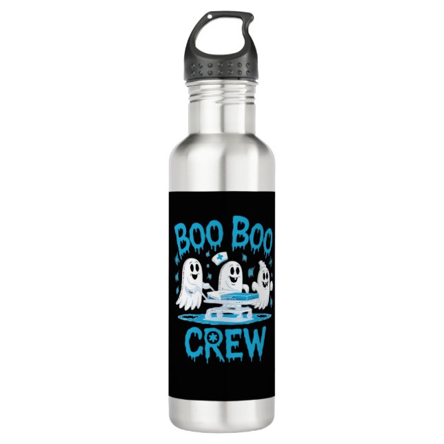Boo Boo Crew Ghost Paramedic Nurse Halloween Essen Edelstahlflasche (Vorderseite)