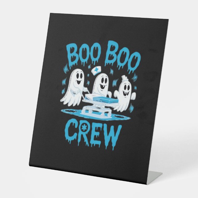 Boo Boo Crew Ghost Paramedic Nurse Halloween Essen Sockelschild (Vorderseite)
