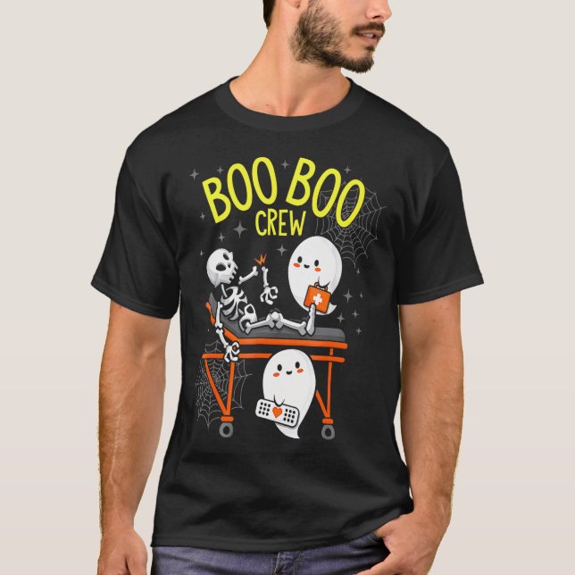 Boo Boo Crew Ghost Skeleton Funny Nurse Halloween T-Shirt (Vorderseite)