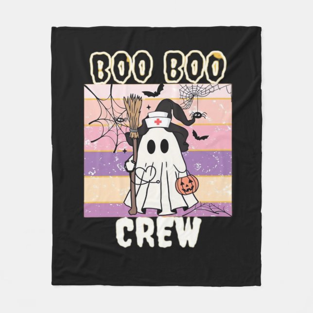 Boo Boo Crew Halloween Ghost Nurse Essential T-Shi Fleecedecke (Vorderseite)