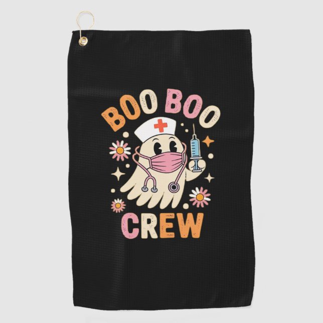 Boo Boo Crew Halloween Ghost Nurse Essential T-Shi Golfhandtuch (Vorderseite)