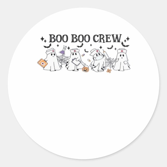 Boo Boo Crew Halloween Klassischer T - Shirt Runder Aufkleber (Vorderseite)