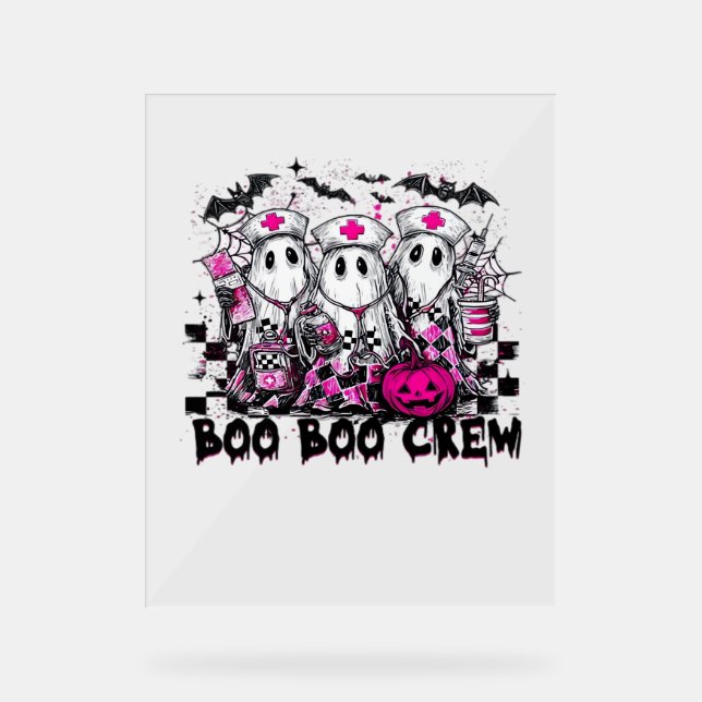 Boo Boo Crew Halloween Nurse Classic T - Shirt Acrylschild (Vorderseite)