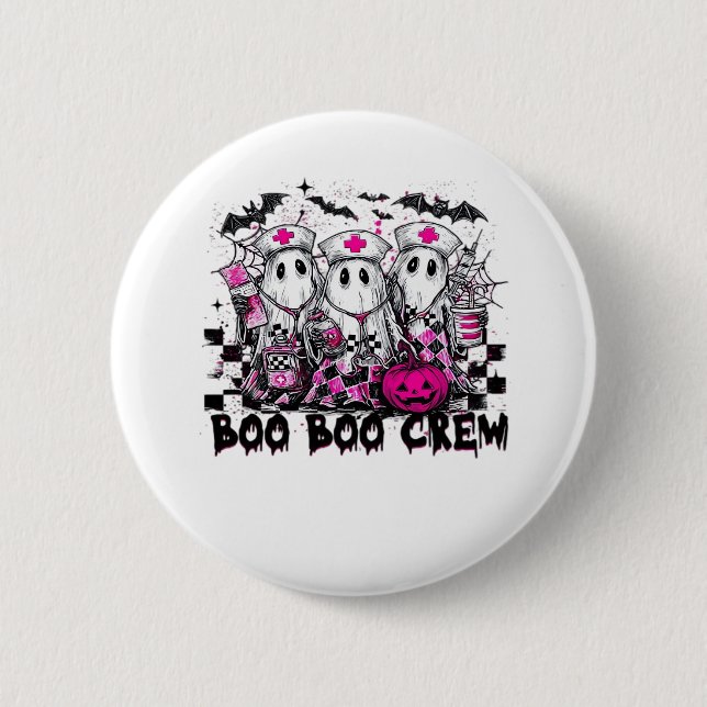Boo Boo Crew Halloween Nurse Classic T - Shirt Button (Vorderseite)