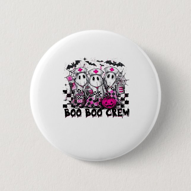 Boo Boo Crew Halloween Nurse Classic T - Shirt Button (Vorderseite)