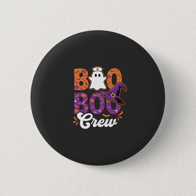 Boo Boo Crew Halloween-Nurse-Geister-Design Button (Vorderseite)