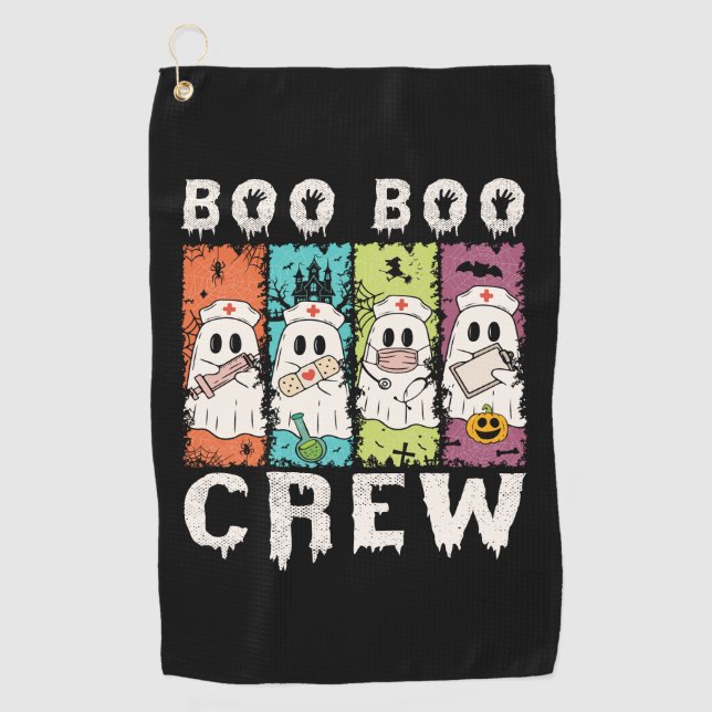 Boo Boo Crew Halloween Nurse Golfhandtuch (Vorderseite)
