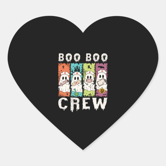 Boo Boo Crew Halloween Nurse Herz-Aufkleber (Vorderseite)