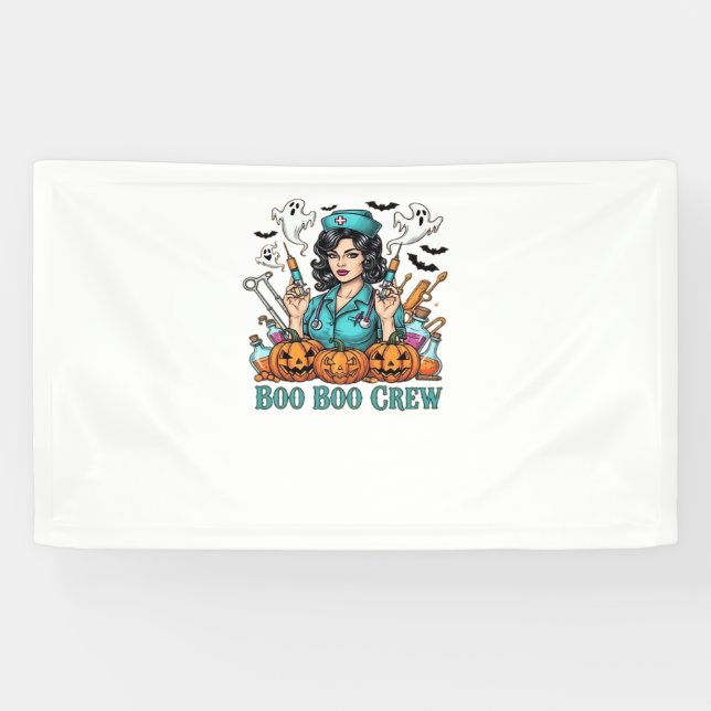 Boo Boo Crew Halloween Nurse mit Syringen und Pum Banner (Horizontal)