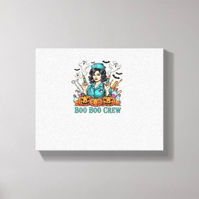 Boo Boo Crew Halloween Nurse mit Syringen und Pum Leinwanddruck (Vorderseite)
