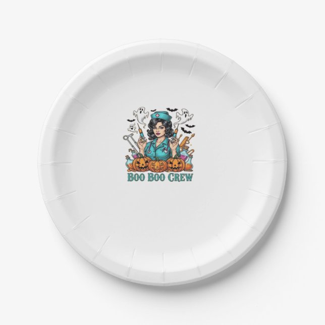 Boo Boo Crew Halloween Nurse mit Syringen und Pum Pappteller (Vorderseite)