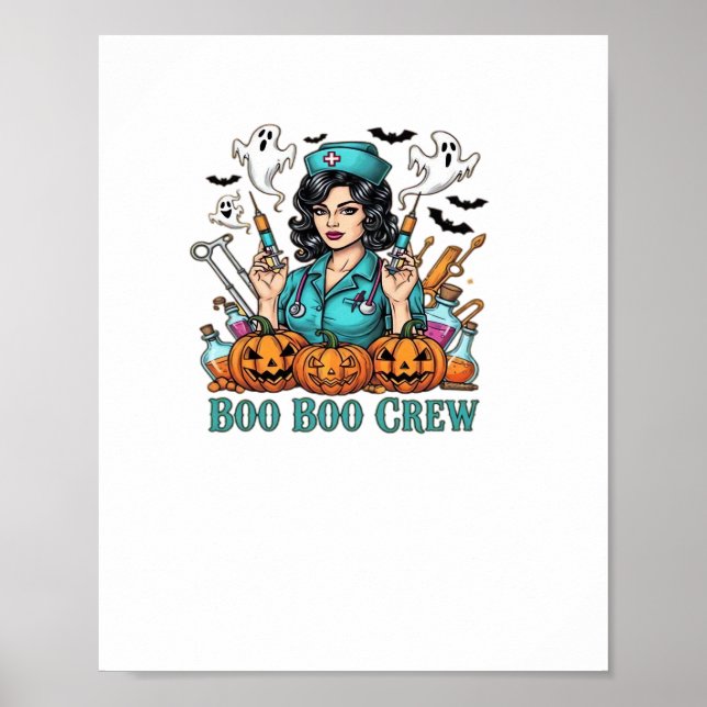 Boo Boo Crew Halloween Nurse mit Syringen und Pum Poster (Vorne)