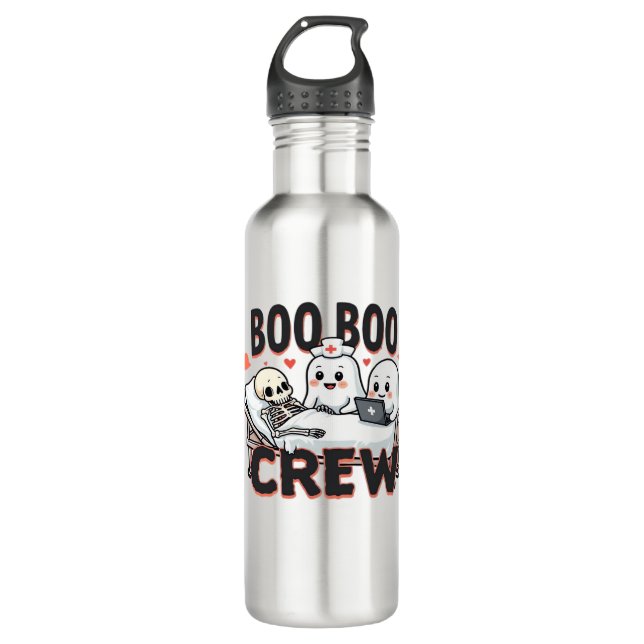 Boo Boo Crew Niedlich Halloween Nurse Ghosts Essen Edelstahlflasche (Vorderseite)