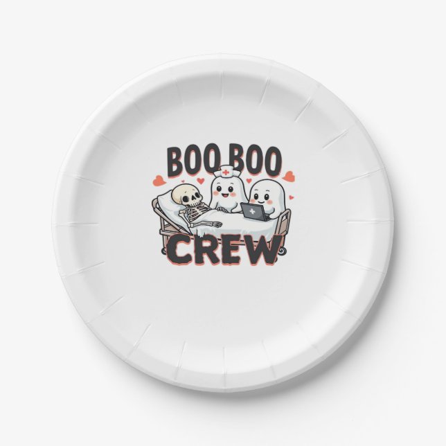 Boo Boo Crew Niedlich Halloween Nurse Ghosts Essen Pappteller (Vorderseite)