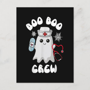 Boo Boo Crew Niedlich Nurse Ghost Funny Halloween Postkarte